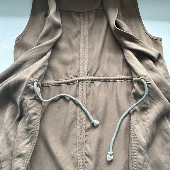 Fate Olive Green Drape Front Vest Drawstring Cinched Waist Women's Sz L - Picture 8 of 13